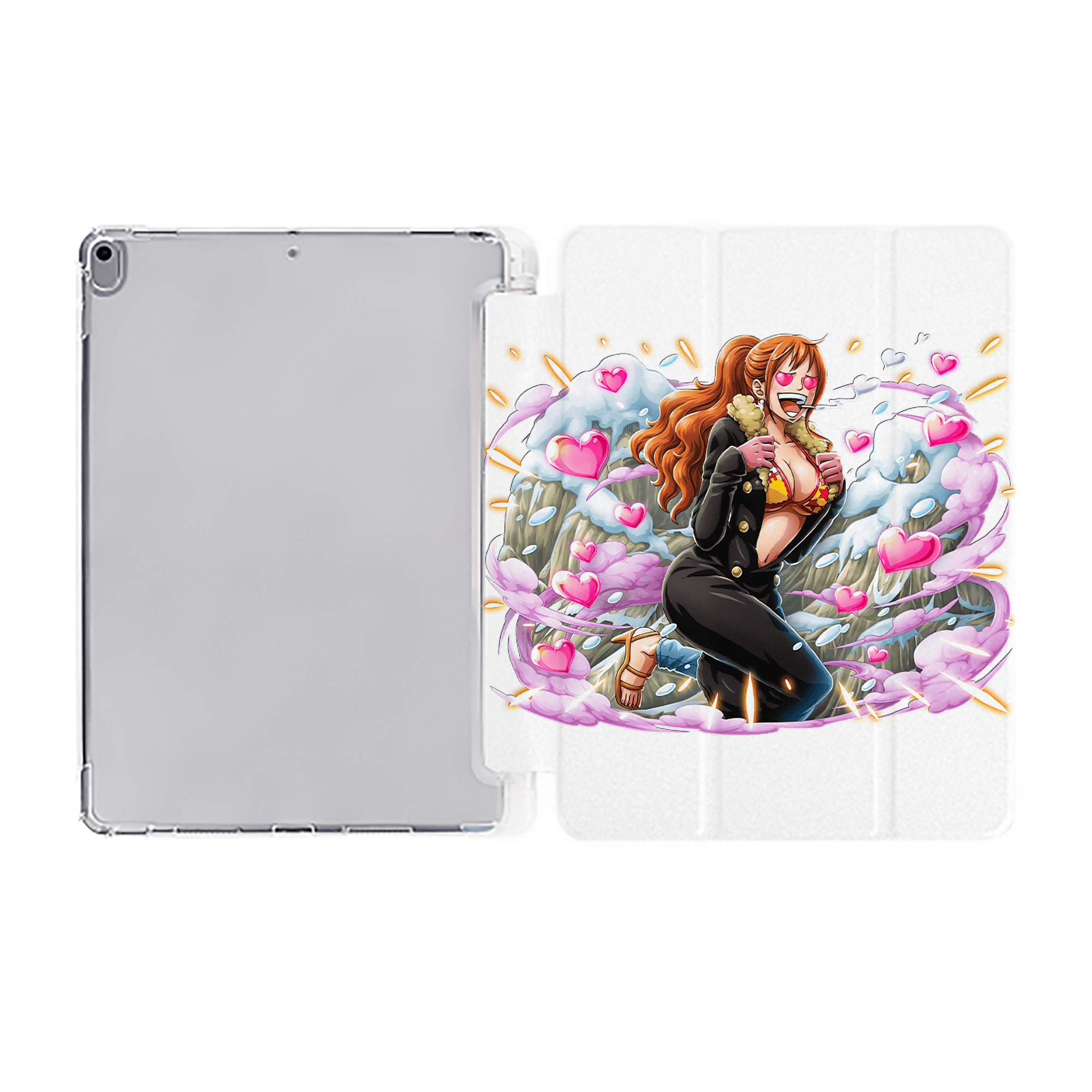 （画像用） ワンピース ナミ ONE PIECE Nami IPad ケース ペン収納付き 三つ折りスタンド PUレザー×シリコン 対応機種9.5/10.5/10.9インチ